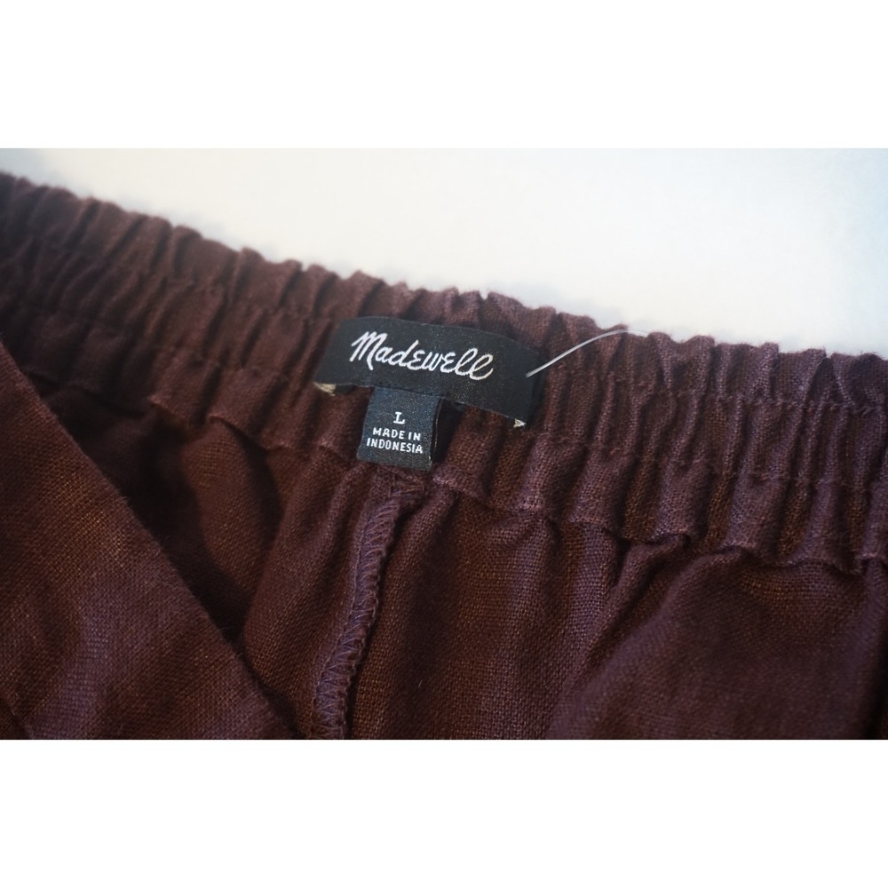 Madewell Maroon Easy Pull-On Pant in 100% Linen, Size Large, AG1.C1000 - Picture 7 of 10
